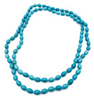 Hand Knotted Dyed Turquoise Howlite Beaded Infinite Strand Necklace 45 in