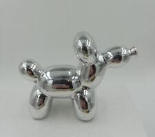 Silver Metlic Poodle Balloon Dog Figurine Modern Art Balloon Sculpture 4.5"
