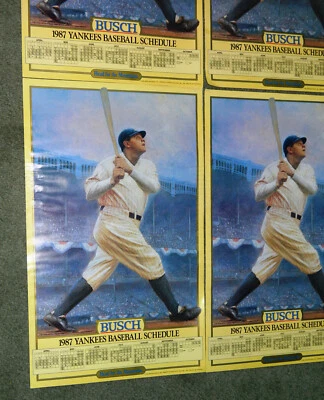 LOT OF 36 BUSCH BEER N.Y YANKEES BASEBALL 1987 SCHEDULES 14x23 BABE RUTH Posters - Image 1 of 4