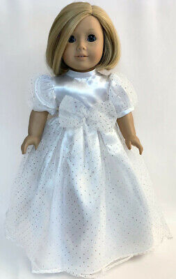 White Satin & Sparkle Gown Dress Made For 18  American Girl Doll Clothes • 10.94$
