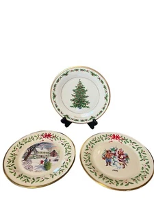Set Of 3 Lenox Annual Holiday Collector Plates- 1991 1996 2000 - Picture 1 of 12