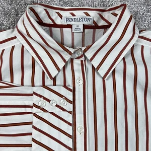 Blusa frontal con botones para mujer Pendleton 16 rayas manga larga elástica - Imagen 1 de 12