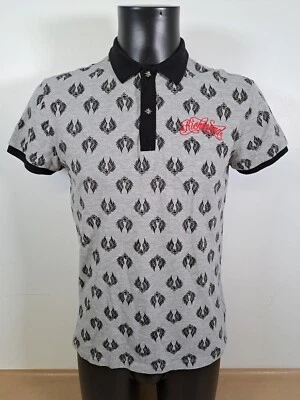 JOHN RICHMOND Flaming Eagle Embroidered Polo Shirt Grey RARE Age 16 years - Image 1 of 4