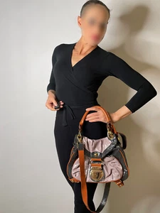 Y2K Colorblock Patent Leather Cross Body Satchel Messenger Bag Purse - Picture 1 of 8