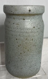 Art Pottery Handmade Blue Spotted Round Matte Glazed  8 1/2" Tall, Vase Signed - Picture 1 of 12