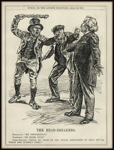 RARE WW 1 Cartoon:   Nationalist "No Conscription" / Ulsterman "No Home Rule"