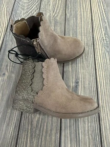 Falls Creek Mädchen braun & Glitzer Stiefeletten Größe 7 mit gewellten Kanten & Seite - Bild 1 von 6