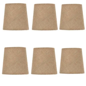 Beige Burlap 4 Inch European Drum Chandelier Lamp Shades (Set of 6) - Picture 1 of 3