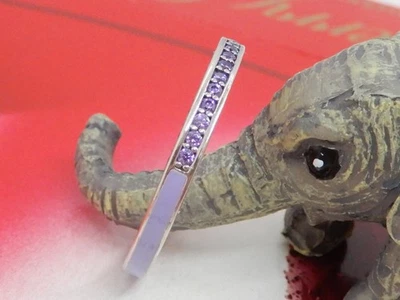 Hearts of Pandora Stackable Ring with Purple Enamel and Clear Zirconia 191011ACZ - Image 1 of 4