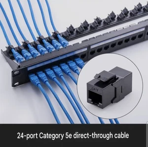 24-portowy panel krosowy 1U szafka sieci danych pełny zestaw moduł pass-thru 19 cali - Zdjęcie 1 z 6