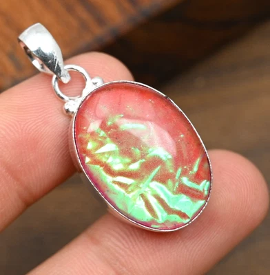 Pink Triplet Opal Gemstone Handmade 925 Sterling Silver Jewelry Pendant For Gift - Image 1 of 4