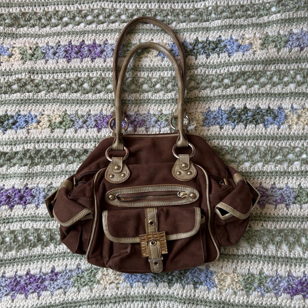 【2plan】Eve Suede Shoulder Bag Suede Exterior Shoulder Bag Large Bags & Handbags for Women