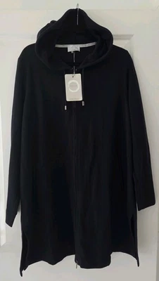 Chaqueta Jersey Marina Rinaldi Relax Con Capucha Acanalada Azul Marino | XL | Totalmente Nueva con Etiquetas Foto 1 de 4