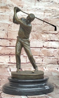 Original Milo Male Golfer Golf Sport Bronze Statue Sculpture Figurine Figure Art - Image 1 of 4