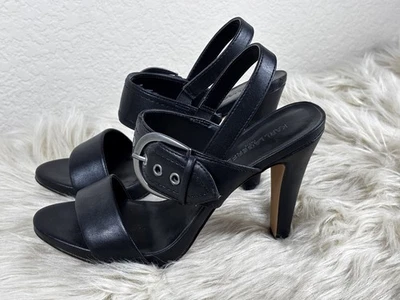 Karl Lagerfeld Paris Colene Cuero Negro Correa al Tobillo Tacón Mujer’s Talla 7.5 Elegante Foto 1 de 4