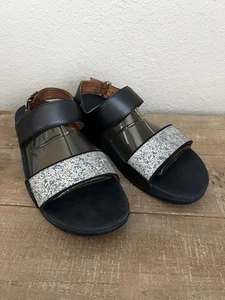 Fitflop Gracie zeppa cinturino alla caviglia sandalo blu navy argento maculato donna taglia 10 - Foto 1 di 10