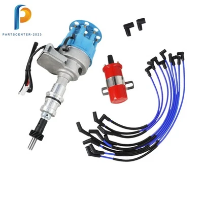 Blue HEI Distributor+60K Coil+HP Wires for Ford Small Block 221 260 289 302 - Image 1 of 4