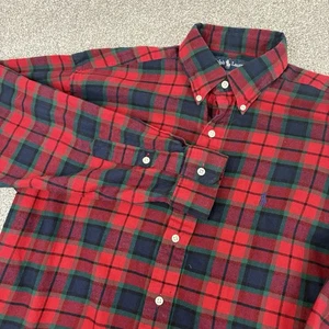 Camisa Ralph Lauren Blake Para Hombres M Roja Verde A Cuadros Abotonada Suave Pony De Colección - Imagen 1 de 8