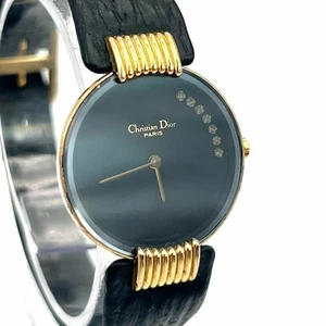 Reloj Christian Dior Cuarzo Bagilla Diamante D46-153 Luna Negra De Colección Usado - Imagen 1 de 8