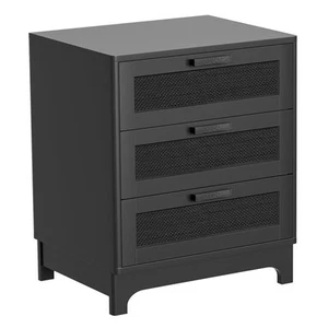 Rattan Nightstand with 3 Drawers, Farmhouse Night Stand with Nature Rattan St... - Picture 1 of 7