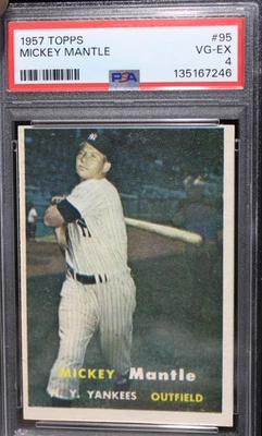 1957 Topps Mickey Mantle PSA 4 Baseball Card Just Graded - Image 1 of 2