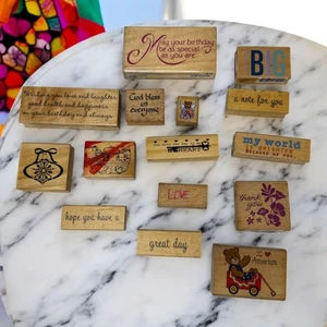 Vintage Sammlung Holz & Gummistempel Lot insgesamt 15 Briefmarken sortiert - Bild 1 von 5