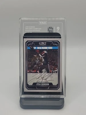 Josh Gordon 2024 Onyx On Card Auto  Graded Tag Mint 9 - Image 1 of 2