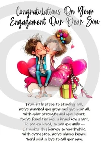 NEW  Congratulations On Your Engagement OUR Son A5 Card Celebration Love - Picture 1 of 4