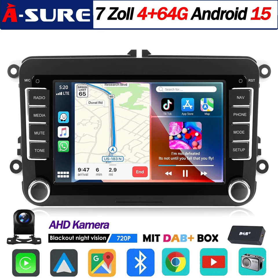 Android 8.1/8.0 Autoradio Navi GPS DVD für VW Golf 5 6 PASSAT Tiguan T5 EOS DAB