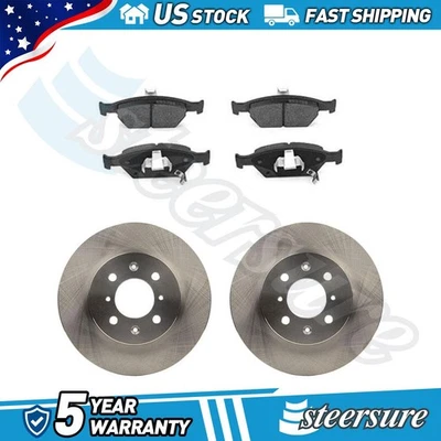 Front Disc Brake Rotors Brake Pads Kit for 2010-2014 Honda City - Image 1 of 4