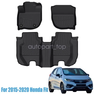 Fits 2015 2016 2017 2018 2019 2020 Honda Fit Front & Rear Floor Mats Liner TPE - Image 1 of 4