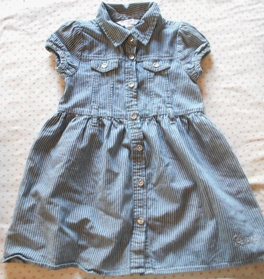 Vestido vaquero Guess Niños Niñas 4T Botón Frontal Manga Gorra RAYAS LINDO y2k Foto 1 de 4