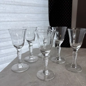 Vintage mundgeblasene mattierte Stiel & klare Optik Platte Schale Likör/Apéro 1930er - Bild 1 von 11