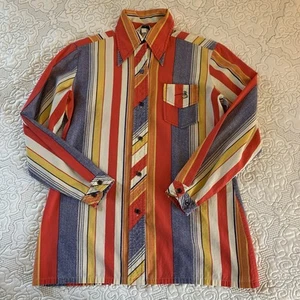 Camicia vintage The Bum di Lady Manhattan blusa a righe con bottoni donna taglia 12 - Foto 1 di 23