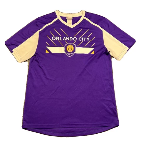 MLS Orlando City Soccer Logo Jersey Shirt Adult Medium V-Neck Purple Tee Cover