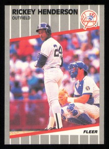 1989 Fleer #254 Rickey Henderson Baseball Card - - Near Mint or Better