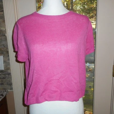 Suéter Recortado ACROBAT Talla S Rosa Manga Corta Mezcla de Lana Espalda Dividida   Foto 1 de 3