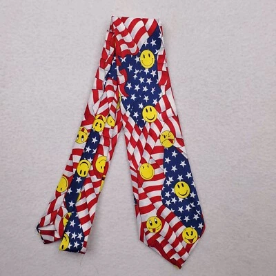 美国国旗领带男式红色白色蓝色领带 A. Rogers 笑脸 Emoji 美国 — 第 1/4 张图片