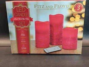 Fitz And Floyd LED Candle Set 3 Piece Red Remote Included New - Picture 1 of 6