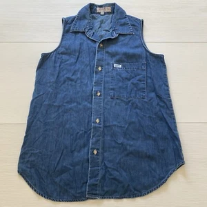 Vtg Guess Vest Shirt Women’s Medium Georges Marciano Blue Denim Jean USA - Picture 1 of 15