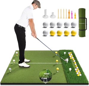 Premium Dual-Turf Golf Mat with Ball Tray, 5X4 FT Golf Hitting Mats Practice Out - Picture 1 of 12