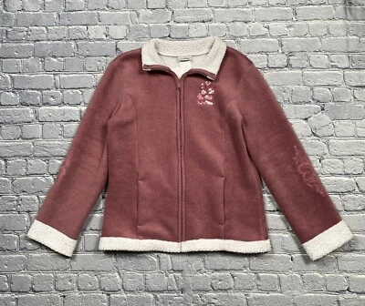 Chaqueta Sherpa Polar Parques Disney Para Mujer M Malva Mickey Minnie Bordada Corazón Foto 1 de 4