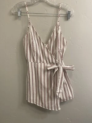 Tobi Women’s Size Medium White w/Red Stripe Dress Romper - Image 1 of 4