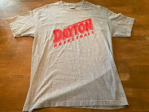 Vintage University of Dayton Flyers Short Sleeve Basketball Grey Shirt EUC Nice! Cover
