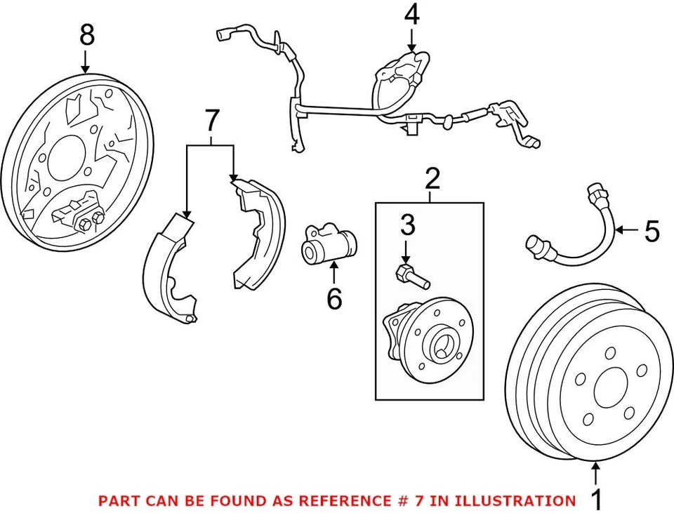 Juego de zapatas de freno de tambor trasero originales OEM para Toyota Corolla 2009-2019 Foto 1 de 1