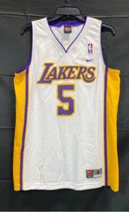 Nike Los Angeles Lakers Jersey White Purple Gold Robert Horry #5 Size Small - Picture 1 of 8