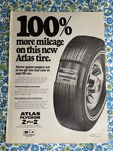 Vintage 1969 Atlas Tires Print Ad Plycron 2 Plus 2 - Bild 1 von 7