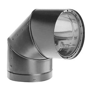 DuraVent DVL 6DVL-E90 Galvanized Double Wall Stove Pipe 90 Degree Elbow, Black - Picture 1 of 9