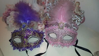 Handmade Venetian Crystals Masque Downton Abbey Chic Romantic - Image 1 of 4
