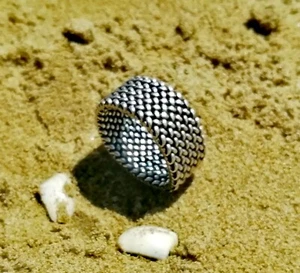 ANELLO A MAGLIA MILANO MORBIDA FASCIA IN ARGENTO 925 BRUNITO UOMO DONNA - Foto 1 di 5